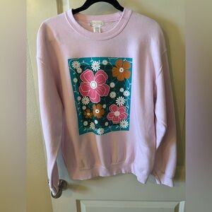 *Altar’d State Floral Graphic Pink Sweater - Spring, Cozy, Winter, Feminine